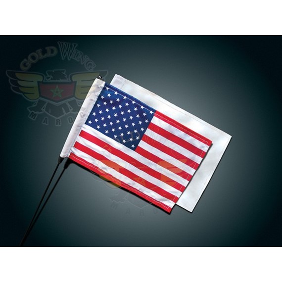 ANTENNA FLAG HOLDER W/AMERICAN & WHITE FLAGS