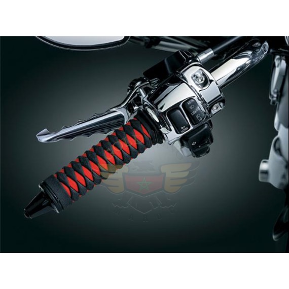 BRAIDED GRIPS, BLK/RED, 82-UP CABLE THRO-BRAIDED GRIPS, BLK/RED, 82-UP CABLE THRO