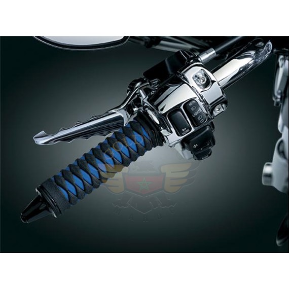 BRAIDED GRIPS, BLK/BLUE, 82-UP CABLE THR-BRAIDED GRIPS, BLK/BLUE, 82-UP CABLE THR